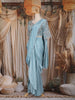Sky Blue Beads Emroidered Satin Ready to Wear Draped Saree