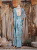 Sky Blue Beads Emroidered Satin Ready to Wear Draped Saree