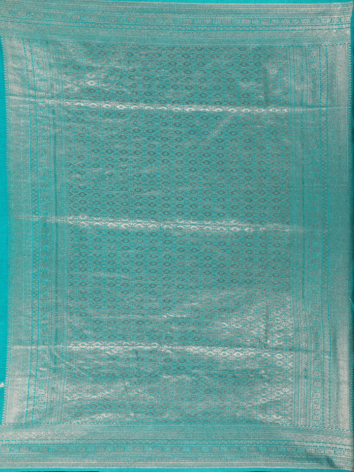 Sky Blue Bird Design Raw Silk Saree - Diadem