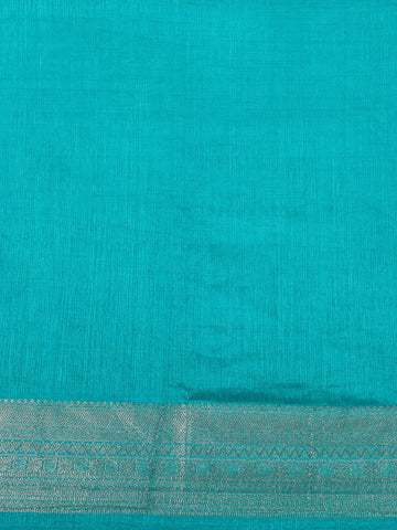 Sky Blue Bird Design Raw Silk Saree - Diadem