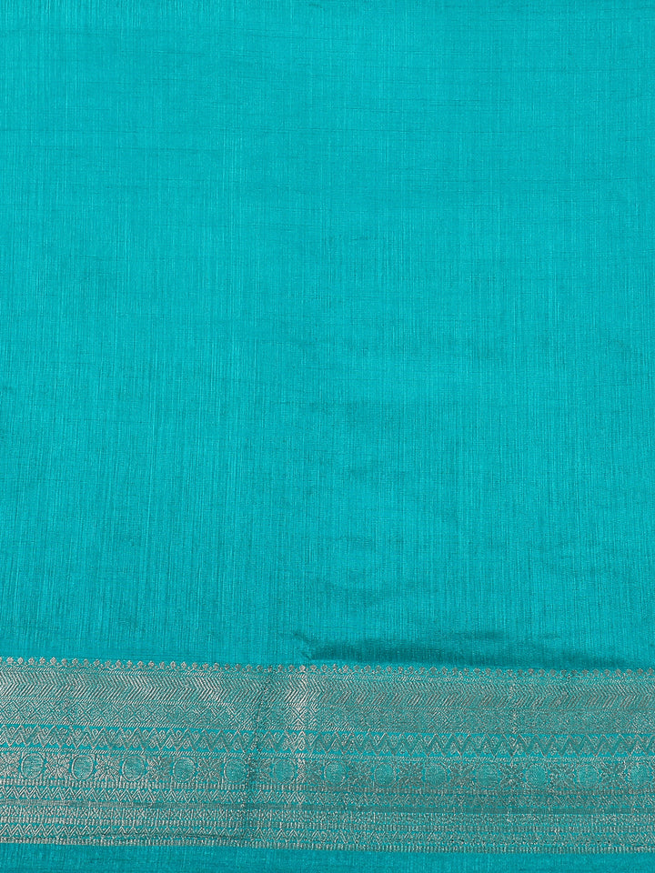 Sky Blue Bird Design Raw Silk Saree - Diadem