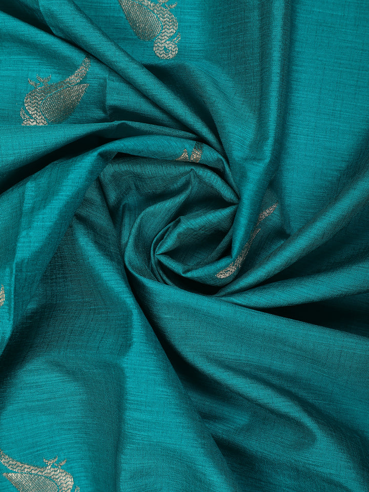 Sky Blue Bird Design Raw Silk Saree - Diadem