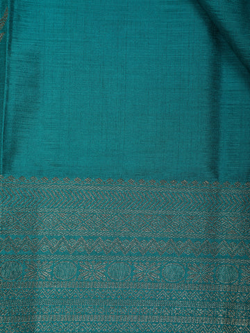 Sky Blue Bird Design Raw Silk Saree - Diadem