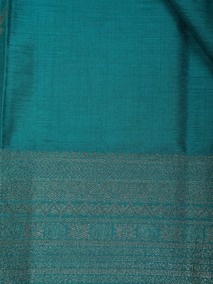 Sky Blue Bird Design Raw Silk Saree - Diadem