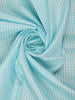 Sky Blue Checked Pure Kanchipuram Silk Saree With Purple Zari Border And Pallu