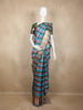 Sky Blue Checked Woven Pure Kanchipuram Silk Saree