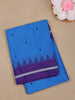 Sky Blue Diamond Motif Design Cotton Saree with Contrast Purple Temple Border