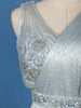 Sky Blue Floral Bead And Sequins Embroidered Shimmer Ready To Wear Saree