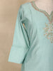 Sky Blue Floral Beads Design Cotton Straight Cut Salwar Suit