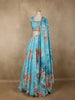 Sky Blue Floral Design Chiffon Lehenga with Dupatta