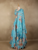 Sky Blue Floral Design Chiffon Lehenga with Dupatta