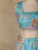 Sky Blue Floral Design Chiffon Lehenga with Dupatta