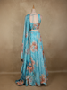 Sky Blue Floral Design Chiffon Lehenga with Dupatta