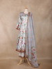 Sky Blue Floral Design Cotton Palazzo Suit