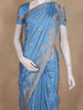 Sky Blue Floral Design Semi Banarasi Saree