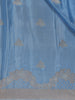 Sky Blue Floral Design Semi Banarasi Saree