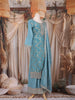 Sky Blue Floral Design Tissue Silk Straight Cut Salwar Suit with Dupatta