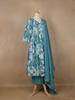 Sky Blue Floral Designed Cotton Salwar Suit - Diadem