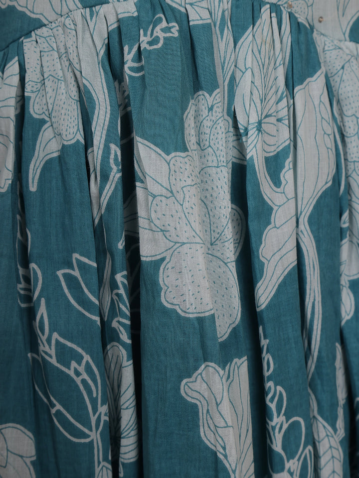 Sky Blue Floral Designed Cotton Salwar Suit - Diadem