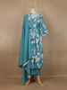 Sky Blue Floral Designed Cotton Salwar Suit - Diadem