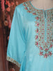 Sky Blue Floral Embroidered Cotton Salwar Suit with Dupatta