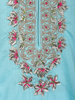 Sky Blue Floral Embroidered Cotton Salwar Suit with Dupatta