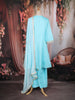 Sky Blue Floral Embroidered Cotton Salwar Suit with Dupatta