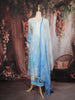 Sky Blue Floral Embroidered Cotton Salwar Suit with Dupatta