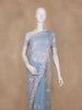 Sky Blue Floral Embroidered Design Net Saree