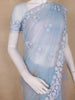 Sky Blue Floral Embroidered Design Net Saree