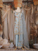 Sky Blue Floral Embroidered Design Tissue Silk Palazzo Suit with Dupatta