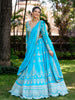 Sky Blue Floral Embroidered Georgette Lehenga for Bridesmaid - Diadem
