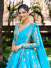 Sky Blue Floral Embroidered Georgette Lehenga for Bridesmaid - Diadem