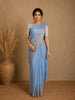 Sky Blue Floral Embroidered Semi Organza Saree