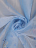 Sky Blue Floral Embroidered Semi Organza Saree