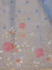 Sky Blue Floral Embroidered Semi Organza Saree