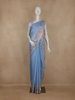 Sky Blue Floral Embroidered Semi Organza Saree