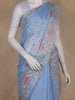 Sky Blue Floral Embroidered Semi Organza Saree
