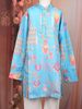 Sky Blue Floral Motif Printed Kids Cotton Kurta Set