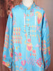 Sky Blue Floral Motif Printed Kids Cotton Kurta Set