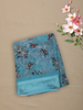 Sky Blue Floral Printed Chiffon Saree with Self Woven Border