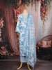 Sky Blue Floral Printed Cotton Salwar Suit with Printed Dupatta
