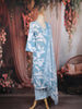 Sky Blue Floral Printed Cotton Salwar Suit with Printed Dupatta