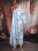 Sky Blue Floral Printed Cotton Salwar Suit with Printed Dupatta
