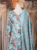 Sky Blue Floral Printed Design Cotton Anarkali Salwar Suit