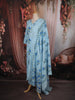 Sky Blue Floral Printed Design Cotton Straight Cut Salwar Suit wit Matching Dupatta