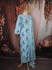 Sky Blue Floral Printed Design Cotton Straight Cut Salwar Suit wit Matching Dupatta