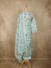 Sky Blue Floral Printed Design Cotton Straight Cut Salwar Suit with Dupatta