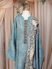 Sky Blue Floral Printed Design Cotton Straight Cut Salwar Suit with Dupatta