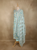 Sky Blue Floral Printed Design Cotton Straight Cut Salwar Suit with Dupatta